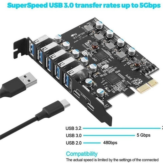 Plc Pci/pcie Usb C/a Adapter Expansion Card 20gbps 2 C 3.2 a 3.0 Ports Bulk Supply