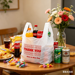 Durable PE Plastic Vest Bags Hand Length Handle for Pharmacy Beauty Store Stationery Shop Clothing Store Small Merchandise Carry - Product Image 1