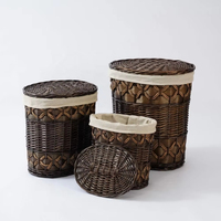 Panier de rangement rond tressé JY en paille et osier, classique, pour vêtements sales, taille personnalisée, extra large, durable, avec 2 poignées – Offre Spéciale