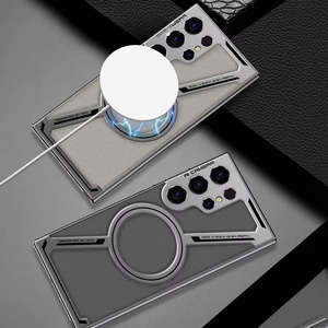 เคสโทรศัพท์หนัง PU พร้อมที่ชาร์จไร้สายแม่เหล็กแบบ<span class=keywords><strong>ติด</strong></span>รถยนต์ สำหรับ <span class=keywords><strong>Samsung</strong></span> S24 S25 S23 Ultra - Product Image 4