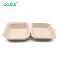 Boîte à lunch jetable écologique et biodégradable en bagasse naturelle blanche, imperméable et résistante à la graisse pour une alimentation durable
