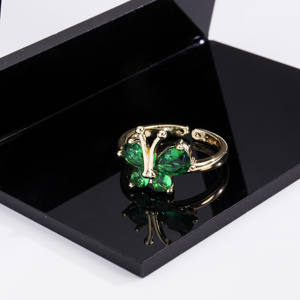 Elegant Green Cubic Zirconia Butterfly Open <b>Ring</b> Luxury Gold Plated Brass Animal <b>Adjustable</b> <b>Rings</b> Minimalist Jewelry for Her - Product Image 3