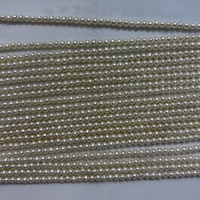 Perles d'eau douce rondes blanches de 3 mm, perles d'eau douce en vrac