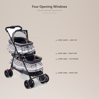 Poussette double étage pour animaux de compagnie avec volants, capacité 30 kg, poids 5,7 kg, motif Gingham, 3 couleurs, pour petits chiens et chats, avec rebord rembourré, pliable, chariot de voyage, OEM ODM
