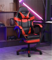 Chaise de jeu confortable en cuir PU, style course, inclinable, avec coussin lombaire, pour PC, mobilier de bureau à domicile