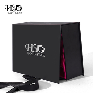 Custom Logo Black Wig Packaging Box Silk Satin Lined Luxury Magnetic Folding Packaging Box For Hair Extension
