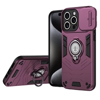 2025 nouvelle coque de téléphone avec anneau de fenêtre poussoir à ouvrir coque de téléphone magnétique de couleur pure antichoc à couverture complète pour iPhone 17 16 15 14