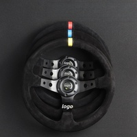 Volant de course universel de 14 pouces (350 mm), volant en daim, compatible avec la plupart des voitures avec adaptateur de moyeu à 6 trous