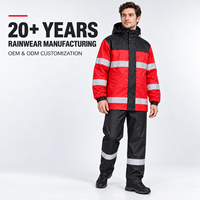 Combinaison de pluie imperméable en PVC réfléchissant et léger avec capuche et pantalon pour travaux routiers, moto, escalade, activités de plein air, vêtements de pluie pour adultes