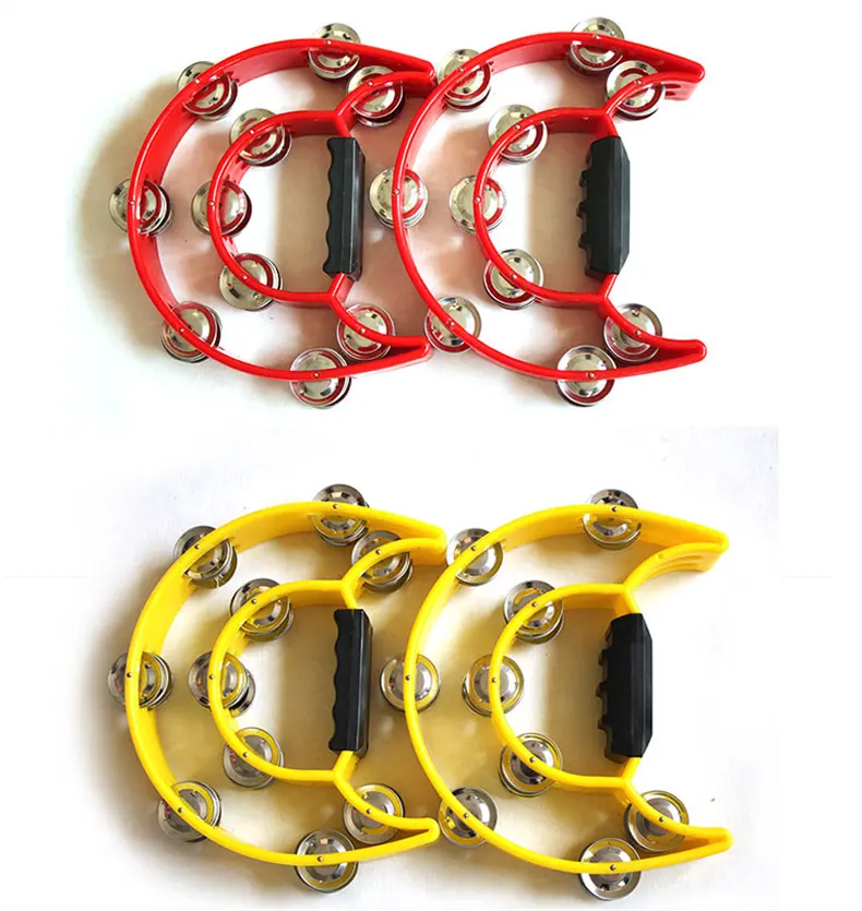 Wholesale cheap price Kids musical toy plastic headless mini Hand Held tambourine Percussion Instrument