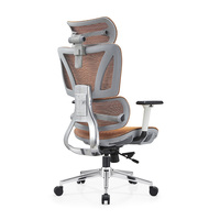 Chaise de bureau ergonomique pivotante multifonctionnelle à dossier haut, entièrement en maille, réglable, inclinable électriquement, en tissu