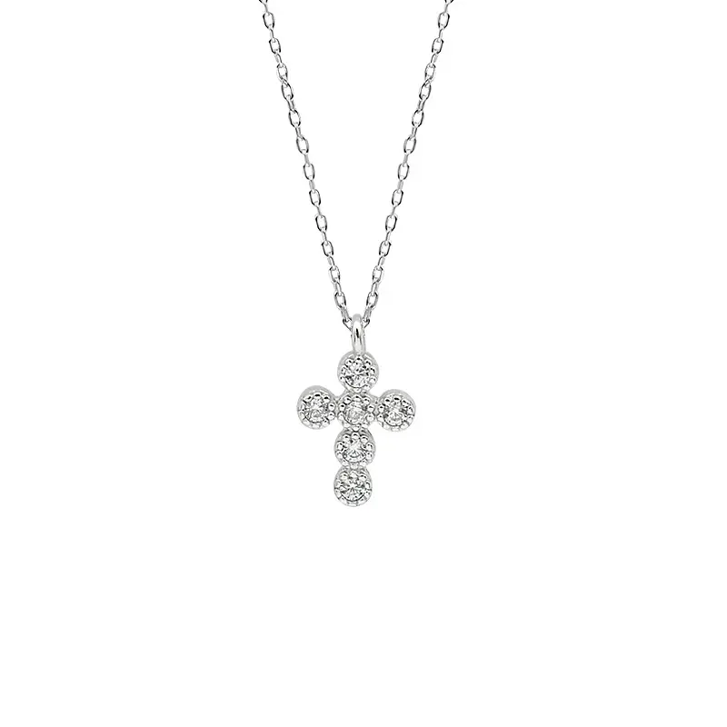 Collana Mini croce in argento Sterling Rainbowking S925 personalità minimalista collana di gioielli a catena clavicola da donna