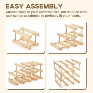 Wooden Wine Rack 4 Layers Solid Wood <b>Desktop</b> Display Rack For Home Living Room - Product Image 4