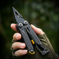 Outil utilitaire EDC en acier inoxydable 420 avec mousqueton, allume-feu, pince multifonction pliable pour le camping, les situations d'urgence et la pêche