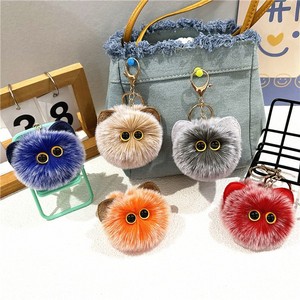 <span class=keywords><strong>Porte</strong></span>-clés créatif en faux cheveux de lapin avec <span class=keywords><strong>pompon</strong></span> flou, ornements de sac, accessoires de bibelot de voiture, tête de <span class=keywords><strong>chat</strong></span> en peluche mignonne, <span class=keywords><strong>porte</strong></span>-clés de dessin animé - Product Image 1