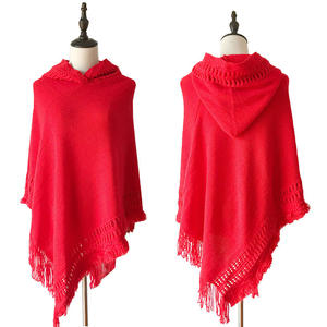 Abrigo de Capa con Capucha y Manga Larga para Mujer, de Moda Otoño-Invierno, con Flecos y Borlas, Suéter Tejido Oversize, Atuendo para Mujer - Product Image 3