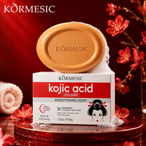 สบู่โคจิกแอซิด คอลลาเจน ไบรท์เทนนิ่ง 100 กรัม ยี่ห้อ KORMESIC ทำความสะอาดล้ำลึก ควบคุมความมัน บำรุงผิวบอบบาง สูตรเกาหลี ฮาลาล ธรรมชาติ - Product Image 1