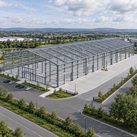 Bâtiment métallique préfabriqué EN S355 multi-ports en acier avec panneaux de laine minérale pour entrepôt, atelier et bureau