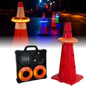 Lámparas de Seguridad Vial con Base Magnética, Paquete de 8, Luces <span class=keywords><strong>LED</strong></span> RGB en Forma de Cono, Secuenciales y Sincronizadas, para Seguridad Nocturna en la Construcción y Tráfico - Product Image 1