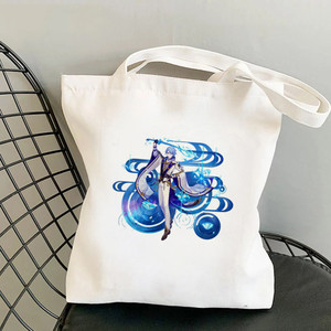 Bolsa de lona impresa con diseño de <span class=keywords><strong>Kamisato</strong></span> <span class=keywords><strong>Ayato</strong></span> de Genshin Impact, estilo Harajuku, bandolera, bolso de compras. - Product Image 2