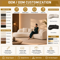 Italienisches minimalistisches Mondbogen-Dreisitzer-Sofa, modernes luxuriöses Chenille-Schwamm-Liegesofa, geschwungenes Polster-Sektionalsofa für große Wohnzimmer