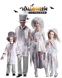 Family Adult Kids Horror Zombie Vampire Ghost Bride Costume Cosplay for Women Men Boys Girls Halloween Party Fancy Dress