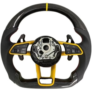 Volante de cuero de fibra de carbono para <span class=keywords><strong>Audi</strong></span> R8 Tt Mk2 Mk3 B8 RS TTS Ttrs <span class=keywords><strong>Rs3</strong></span> Rs6 RS4 RS5 RS7 A3 D3 A4 A5 A6 C6 A7 A8 Q3 Q5 Q7 - Product Image 1