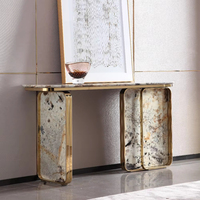 Table console extensible moderne en métal et pierre de luxe italienne pour salon, entrée, salle à manger, appartement, villa, meubles de maison