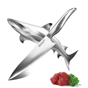 QXF Tubarão Série Extremamente Sharp High Carbon Chef Faca de Aço Inoxidável Faca de Chef 8.5 ''Chef Faca com Punho Oco