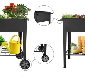 Plateaux de jardin surélevés <span class=keywords><strong>en</strong></span> métal Boîte à fleurs <span class=keywords><strong>en</strong></span> acier galvanisé Légumes d'extérieur Lit de jardin Herb Patio Gardening - Product Image 5