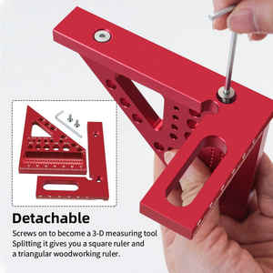 Régua De Medição Multi-Ângulo 3D Liga De Alumínio Metric Carpintaria Régua quadrada Régua quadrada precisa Buraco Scribing Régua - Product Image 5