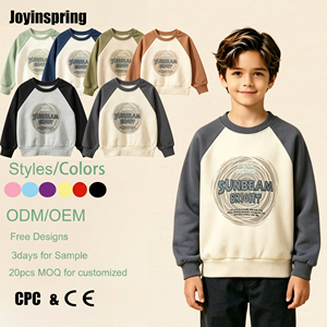 Kaos Sweatshirt Anak <span class=keywords><strong>Laki-laki</strong></span> Kerah Bulat Lengan Raglan dengan Cetakan Grafis, Pakaian Kasual Sehari-hari, Custom OEM Pabrik Langsung - Product Image 1