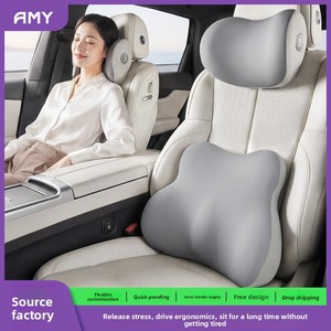 Universal Car Driver's Seat Cushion with Memory Foam Filled Lumbar & <b>Neck</b> Support for Car Accessories - Product Image 4