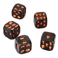 Dés à six faces en résine noire en forme de crâne, écologiques, à coins arrondis, pour jeux créatifs, accessoires amusants, jeux décontractés, fêtes, carnavals, bars