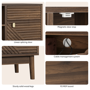 Mid-Century Modern Wood TV Stand for 35-39 Inch TVs with <b>Adjustable</b> Storage Living Room Entertainment Center - Product Image 5