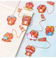 Marcapáginas de Plástico Acrílico Reutilizable con Diseño de Tigre de Dibujos Animados, Venta al por Mayor, para Regalo de Estudiantes de Primaria