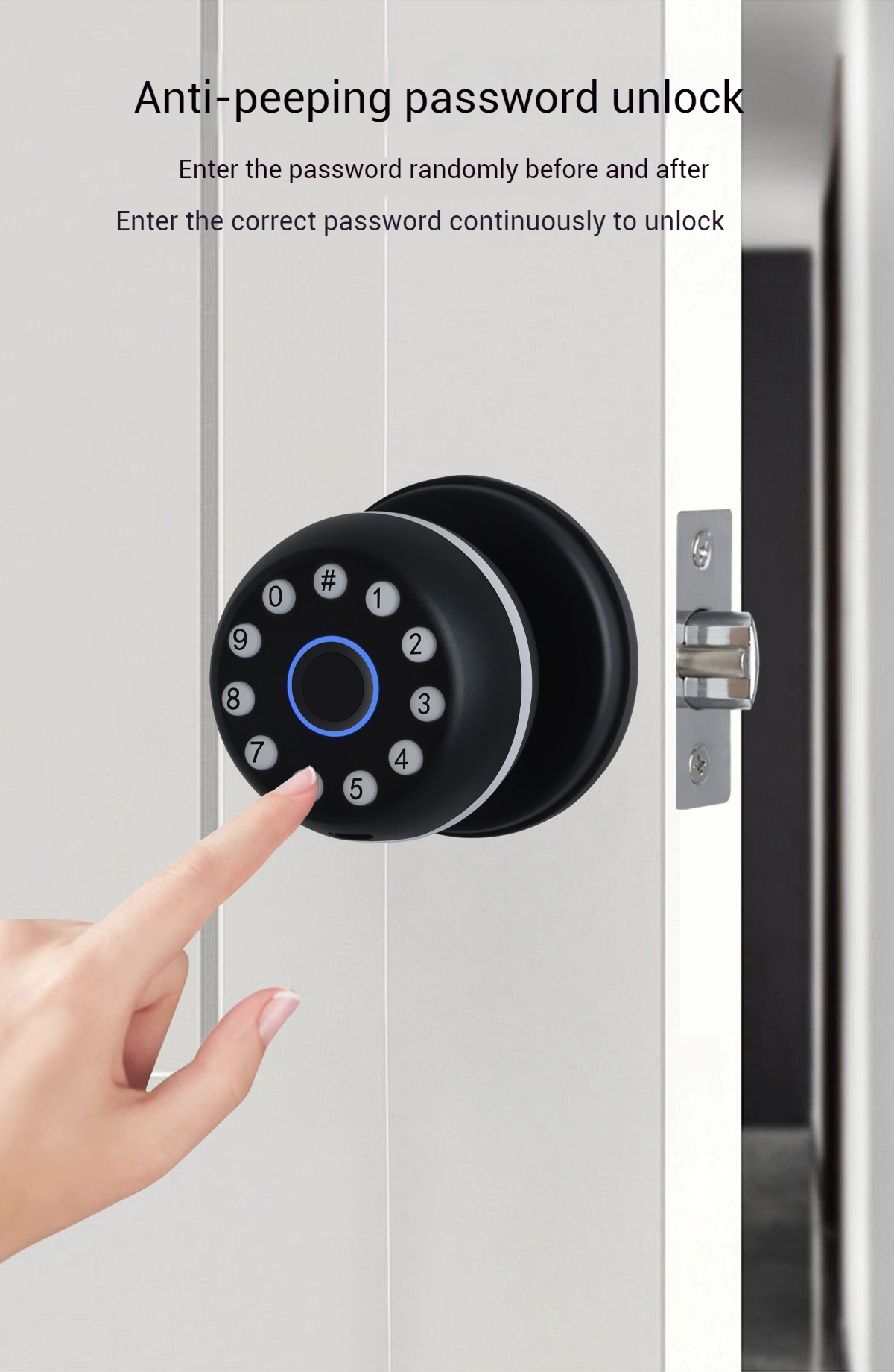 Tuya Smart Fingerprint Door Lock Zinc Alloy Ball Knob Keypad Password Anti-Peep Keyless Entry for Home Interior · image 5