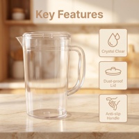 Carafe à bière, jus de fruits et boissons en plastique PC incassable sans BPA de 2 L avec couvercle et poignée, logo personnalisé