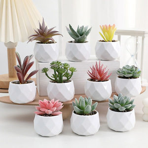 Mini Planta Suculenta Artificial en Maceta de Cerámica con Diamantes Multicolores, Decoración Verde para Mesa, Hogar, Regalo, Venta al por Mayor - Product Image 4