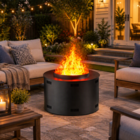 Insert de cheminée électrique 3D moderne en acier, design rond à vapeur d'eau avec effet de flamme réaliste pour la décoration intérieure de la maison et des hôtels
