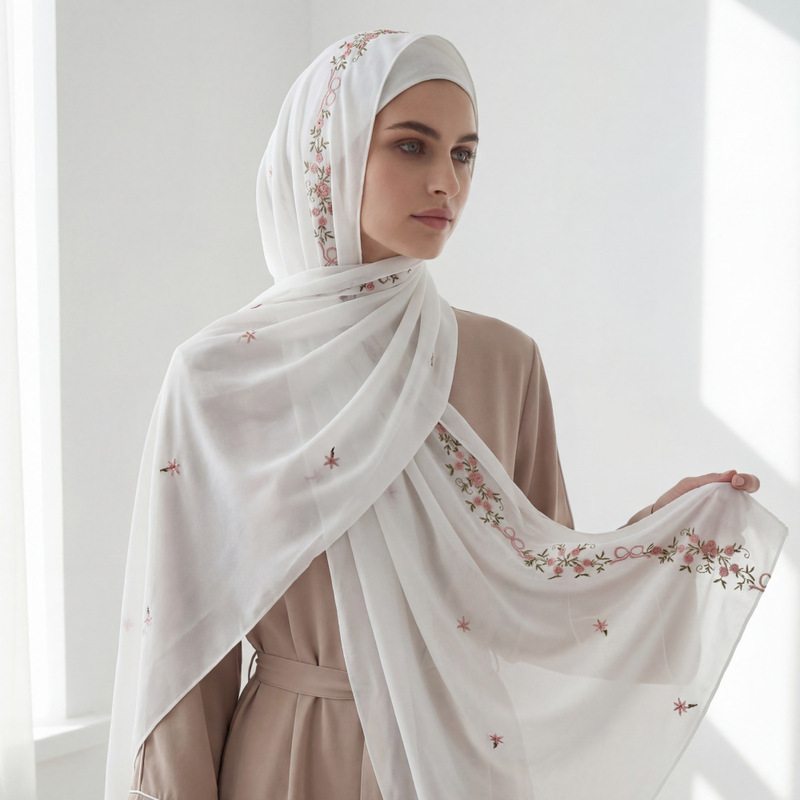 Cashmere Floral Hijab Shawl Muslim Headscarf