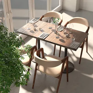Caffetteria commerciale ristorante Design impilabile colazione sedile in pelle poltrona in legno sedia da pranzo in legno