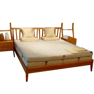 Solid Cherry Wood Bed Frame Mattress Foundation Wooden Bed Platforms Bedroom Furniture for Hotels Apartments Guesthouse