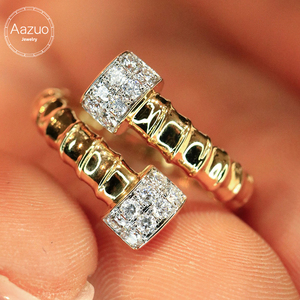 Aazuo แหวนเพชรสีเหลืองทองเจ้าหญิงตัดเพชรธรรมชาติหรูหราเครื่องประดับสำหรับทุกเพศ - Product Image 1