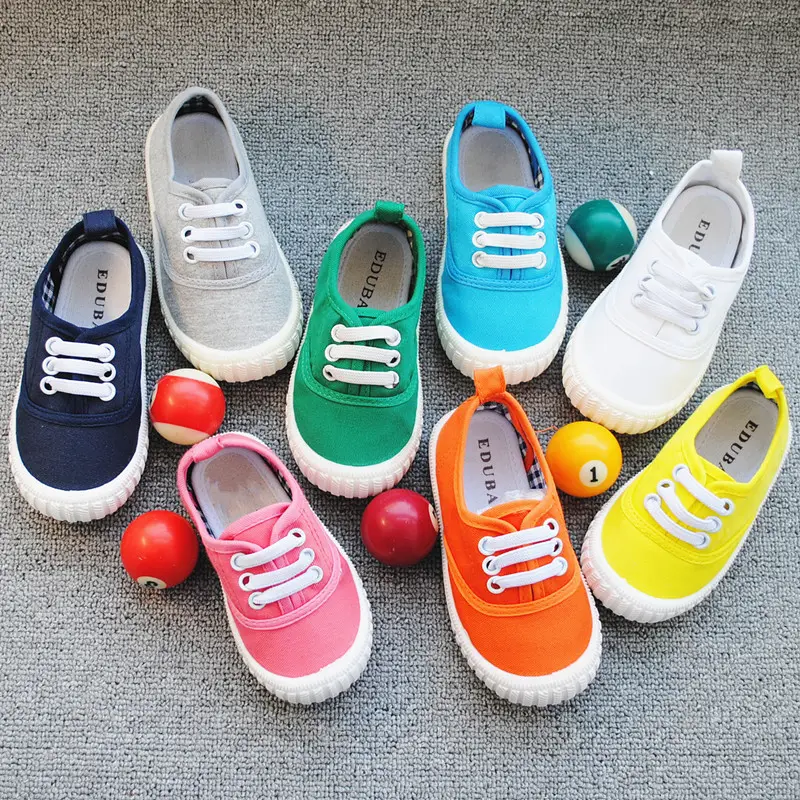 Wholesale custom shoes kids Lovely Girls Breathable Canvas Shoes Children Daily Flat Sneakers