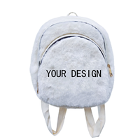 Sac à dos enfant personnalisé brodé, motif dessin animé mignon, petite capacité, sac d'école doux en fausse fourrure pour voyage en extérieur et usage quotidien