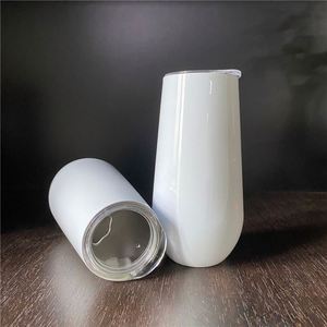 Unbreakable 6oz 180ml Stemless Vacuum Stainless Steel Wine Tumbler White Sublimation Coating for Heat Press Transfer - Product Image 3
