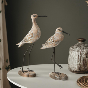 Décoration d'oiseaux marins en bois de style côtier, 2 pièces, ornement de table de salon, forme irrégulière - Product Image 2