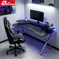 Meja Komputer Gaming Lapis Ganda Lebar dengan Kaki Logam yang Stabil untuk Warnet