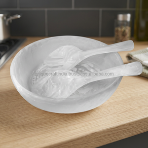Juego de Tazones de Resina Epoxi Plateada LunarVeil, Diseño Clásico, Ecológico, Duradero, Juego de Tazones Celestial Mist DuoEdge con Cucharas para Mesa de Comedor - Product Image 1